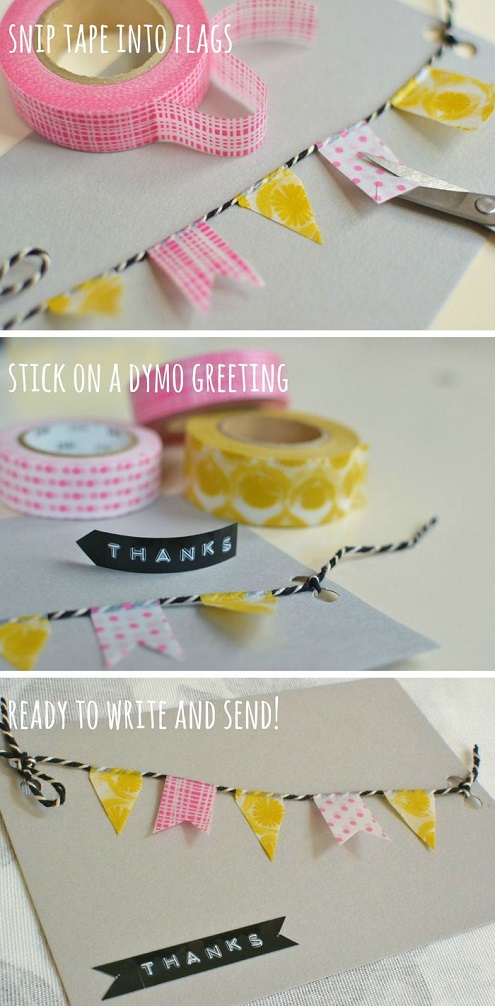 Washi tape and string birthday banner card