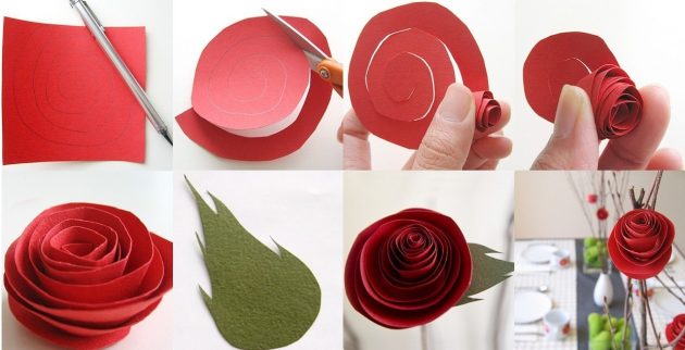 Как сделать из бумаги розу
