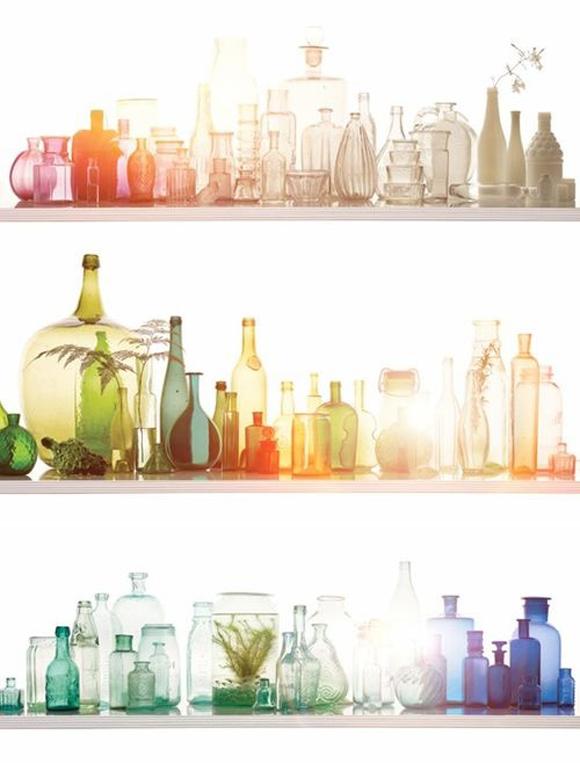 Композиции из стеклянных бутылок в интерьере, фото № 31