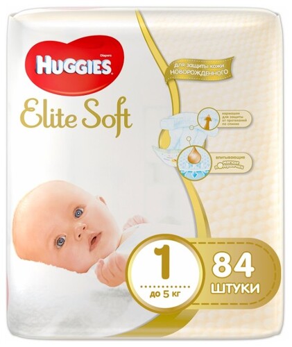 Huggies Elite Soft 1 (3-5 кг) 84 шт