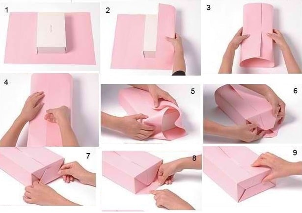 Как упаковать прямоугольную коробку в подарочную бумагу