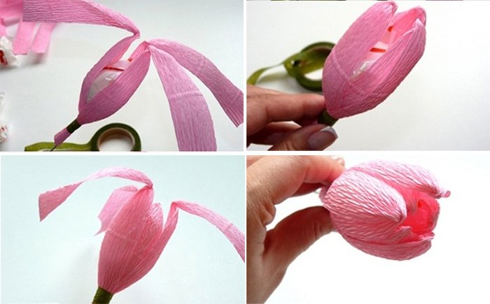 Как сделать тюльпаны из гофрированной бумаги – схема, фото 3