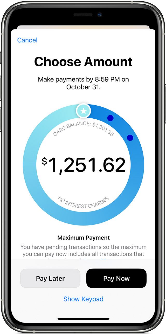 Make the maximum payment for your Apple Card account
